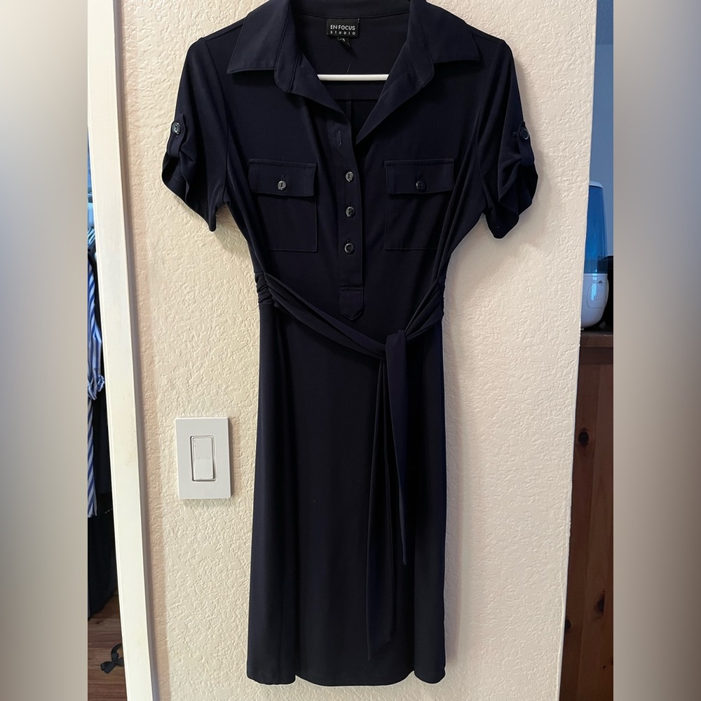 Navy blue stretch rayon dress